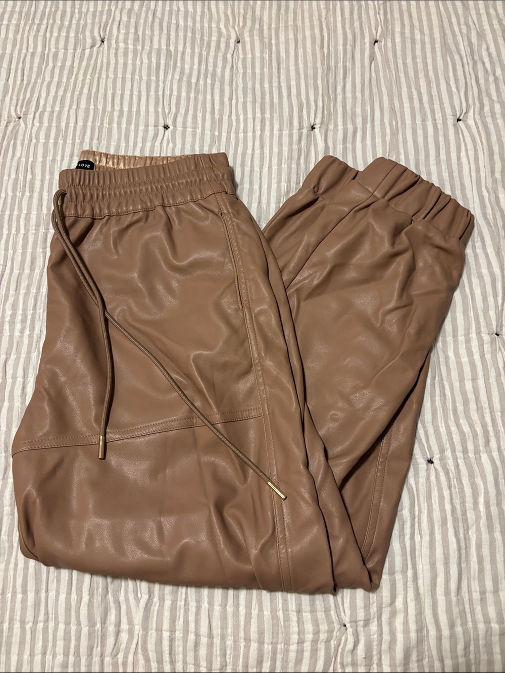 Generation Love Women’s SZ M Light Brown Faux Leather Classy Joggers